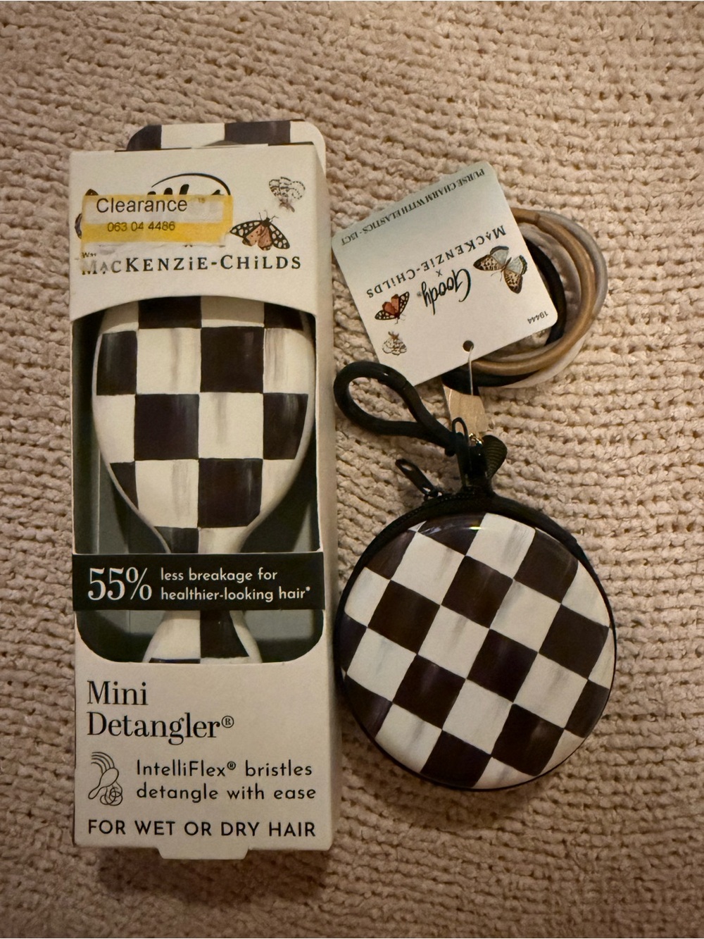 Wet Brush x MacKenzie-Childs Mini Detangler & Goody Hair Tie Set – Black Check - Picture 3 of 4